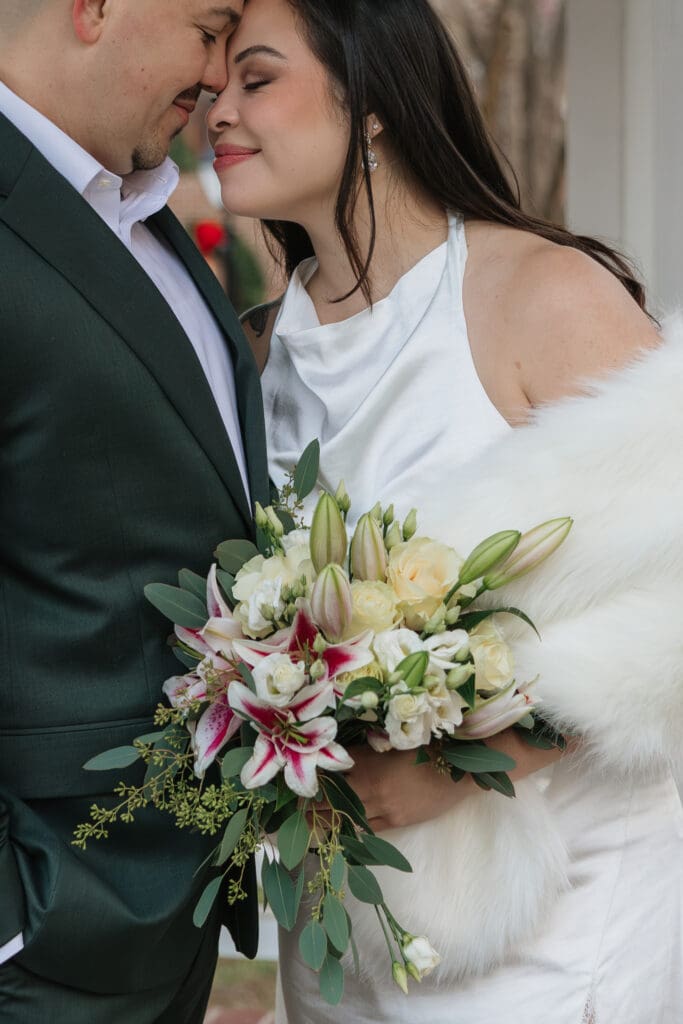 couple shares an intimate moment under the gazebo at Carlyle House