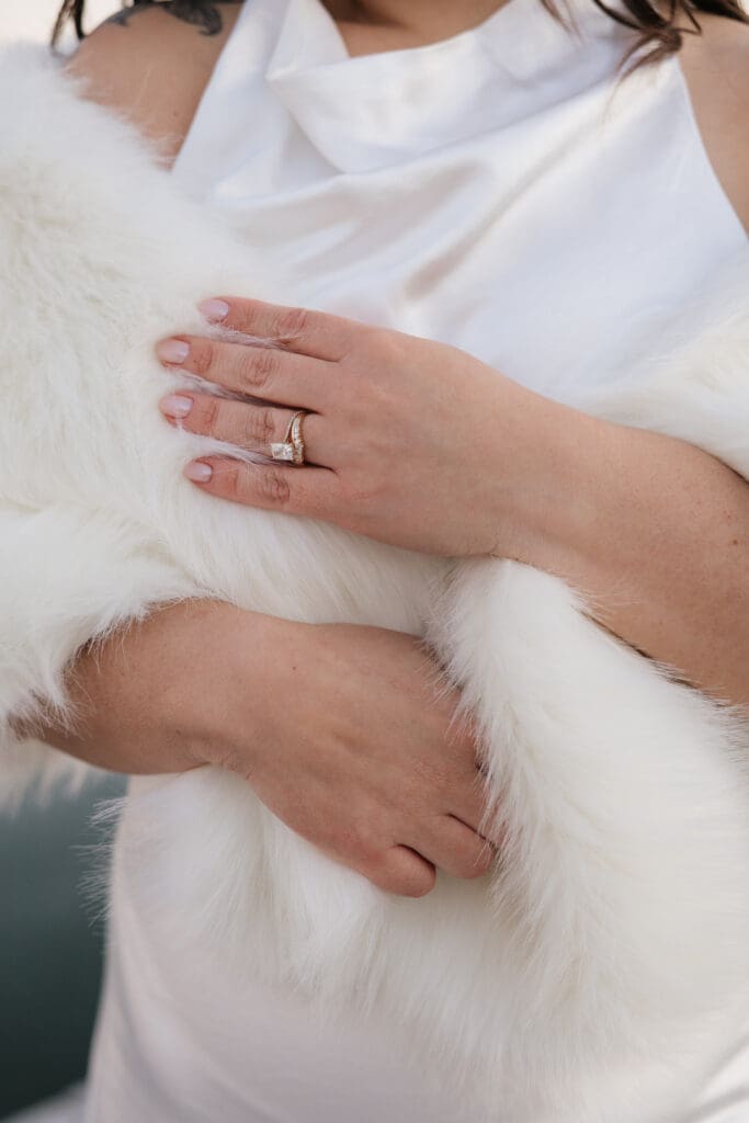 bridal detail photos during sunset bridal portraits overlooking the water in Old Town Alexandria