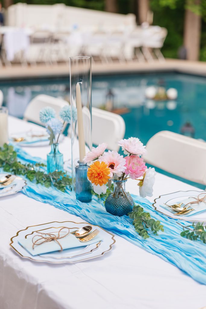 pastel details and decor for a romantic backyard wedding in Northern VA
