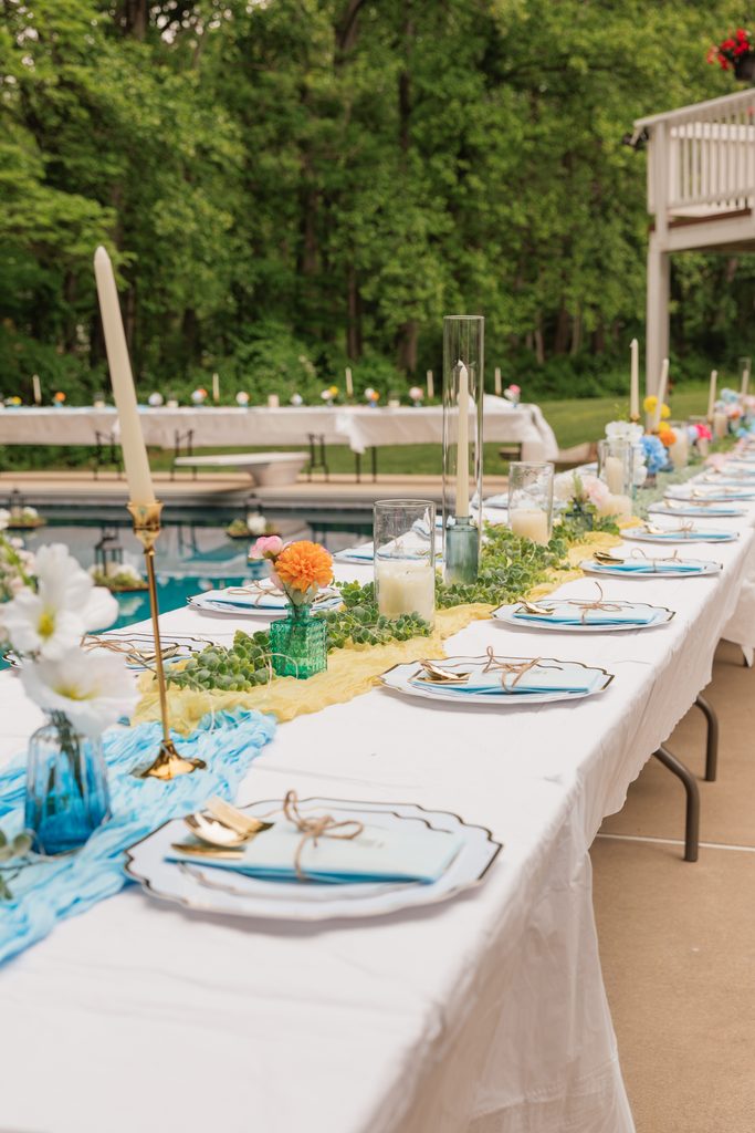 garden party aesthetic decorations for a backyard wedding in Northern Virginia