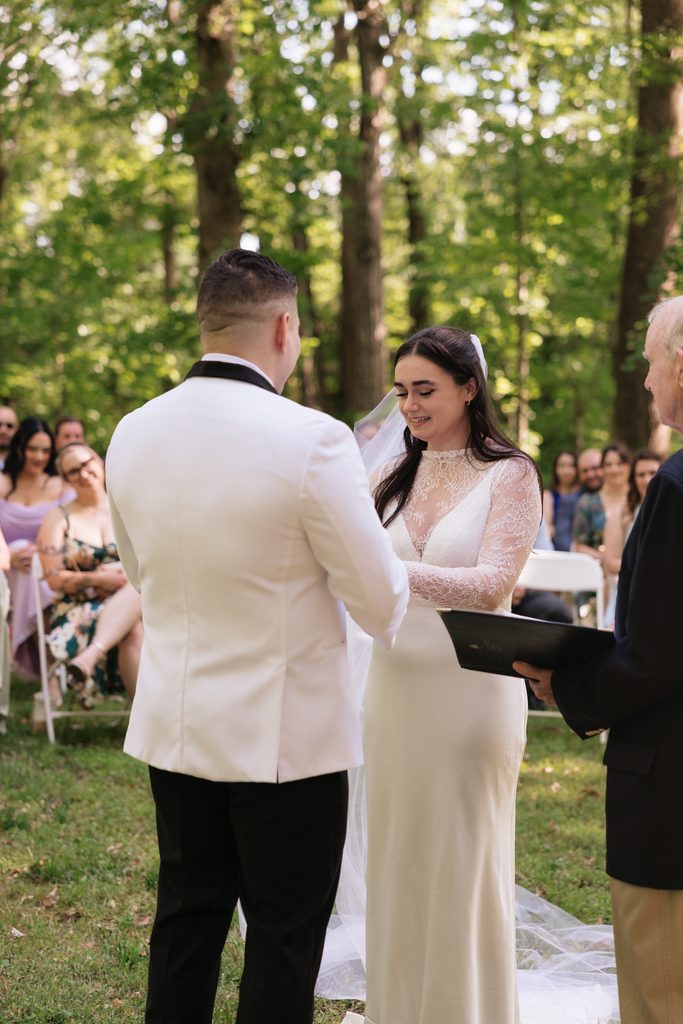 couple shares vows at the altar during Northern VA wedding ceremony