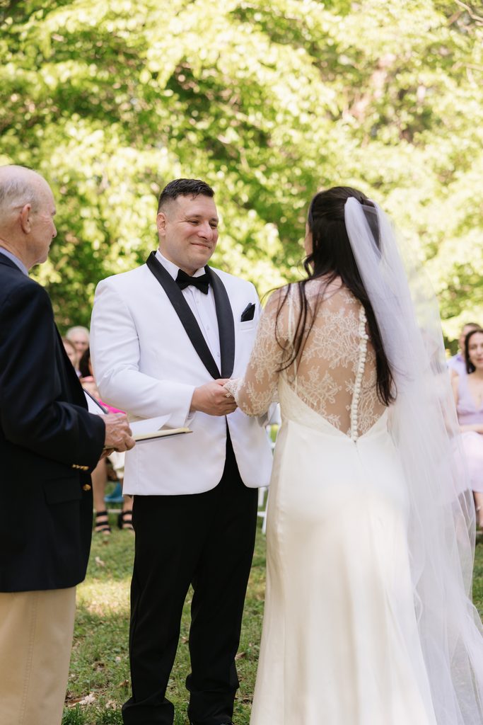 couple shares vows during their Northern VA wedding ceremony